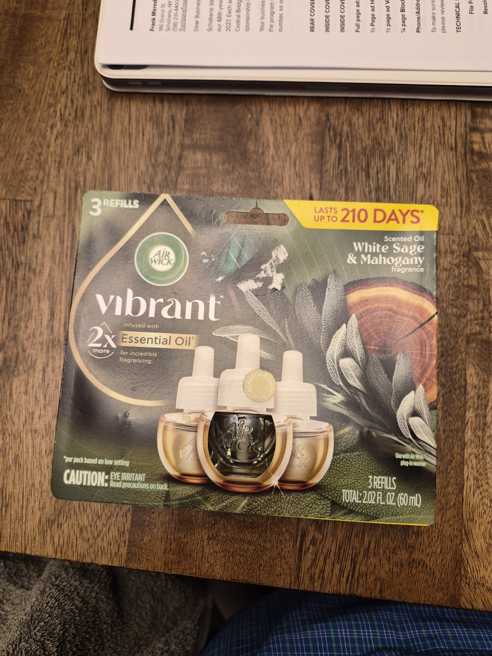 Vibrant White Sage & Mahogany Scented Oil Refills - Green (3 Pack)